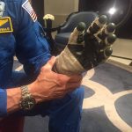 Astronaut's real glove after four visits to outer space. Proud to have co-hosted him in Lebanon by Our company Optimus